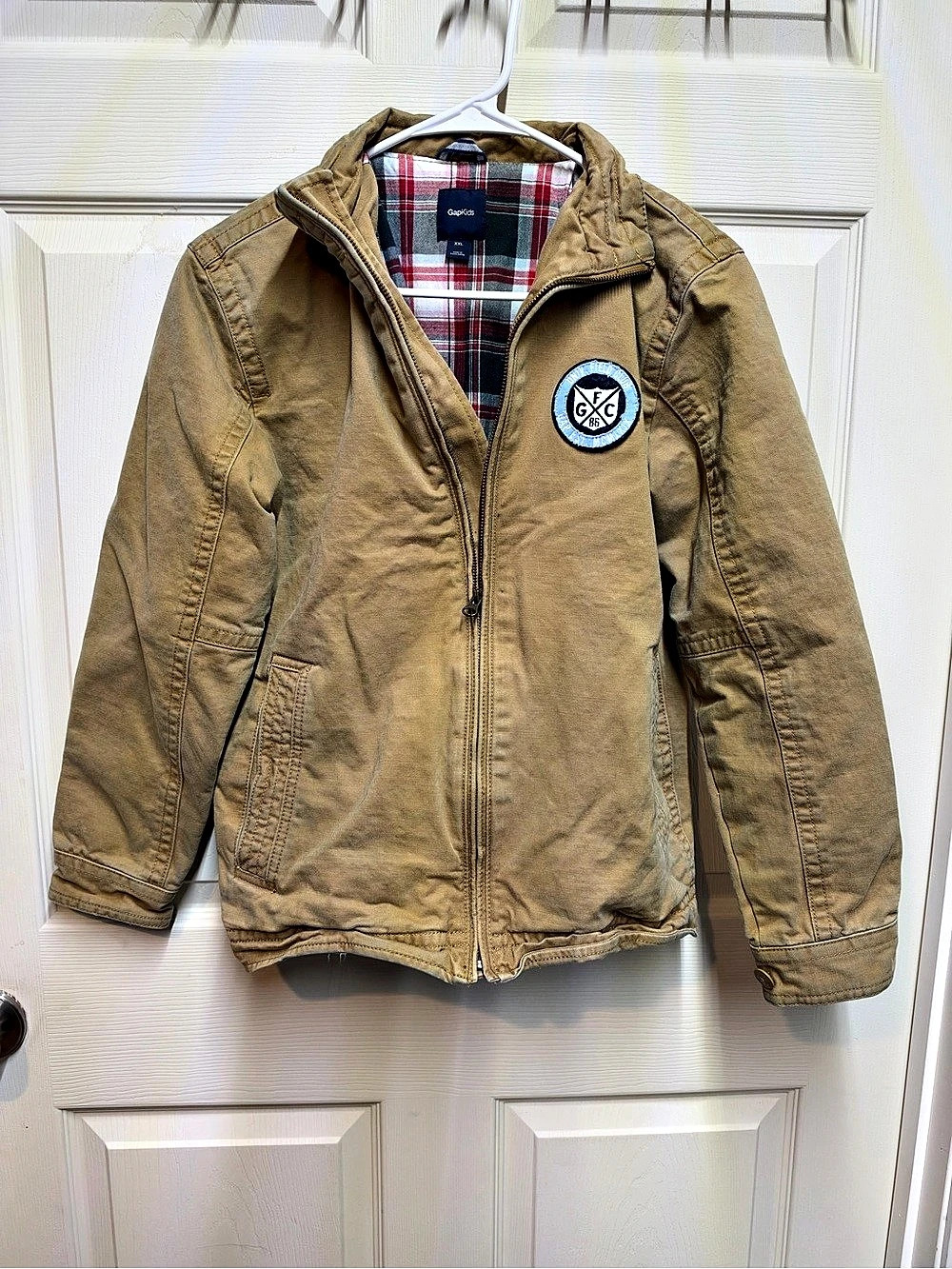 Gap Boys XL Brown Plaid Lined Jacket
